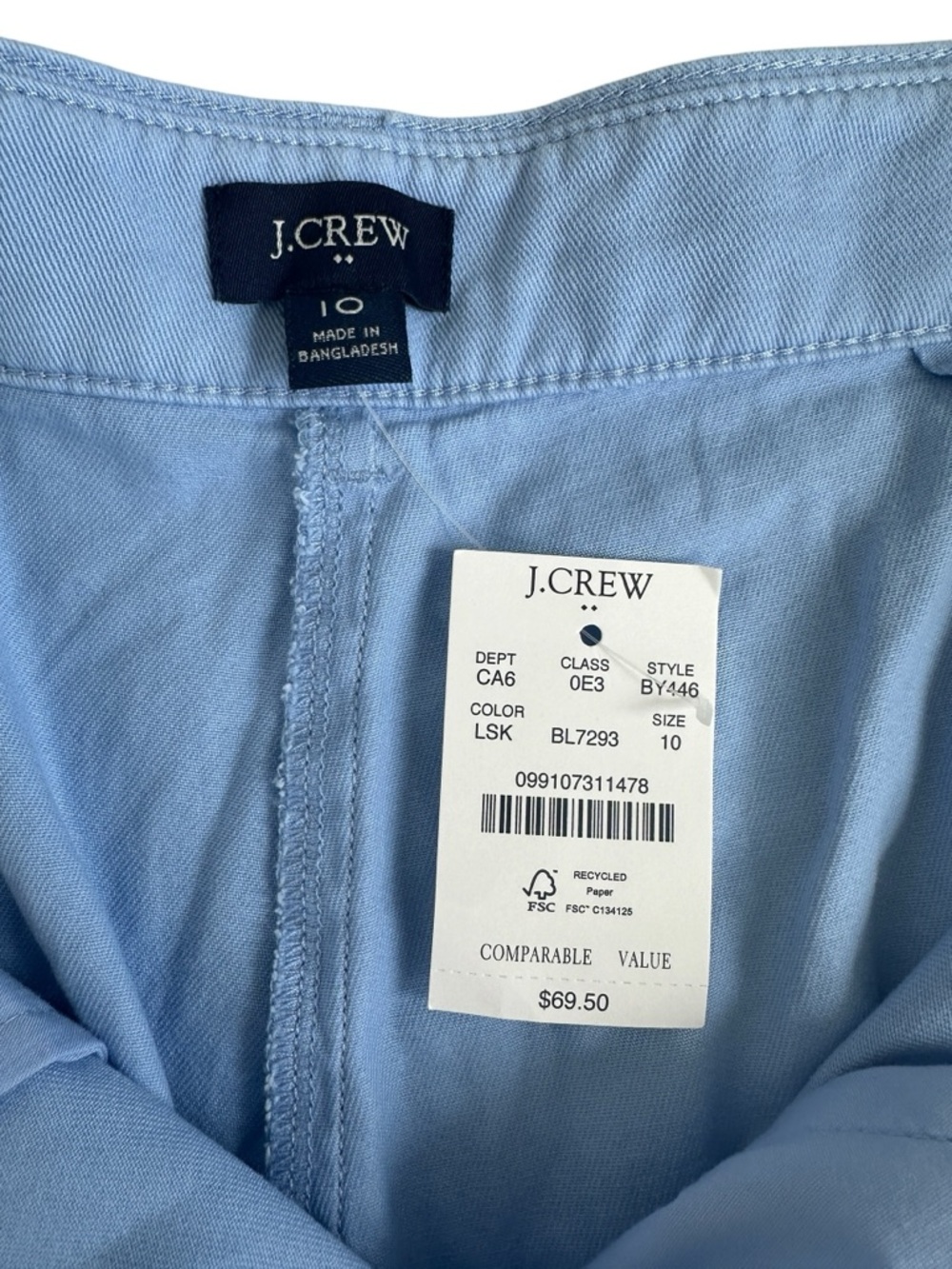NWT J.Crew Factory Vintage 90s Pleated chino short Periwinkle Blue 10 - Picture 3 of 9